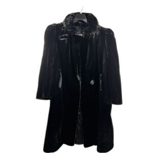 Vintage Hudsons Fabric Faux Black Fur Jacket from 1920/1930s Coat Jeweled CLASP